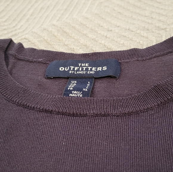 Land's End Short Sleeve Fine gauge Jewelneck Sweater - True Navy Women's Large - Picture 8 of 10